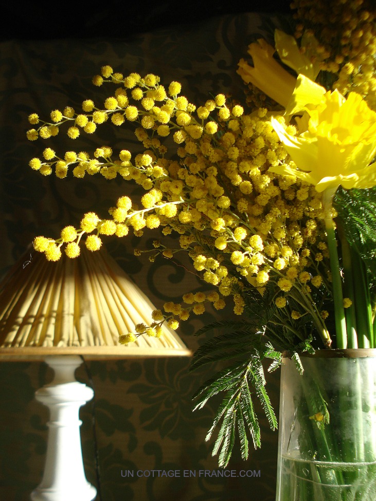 Bouquet fleurs jaunes cottage chic